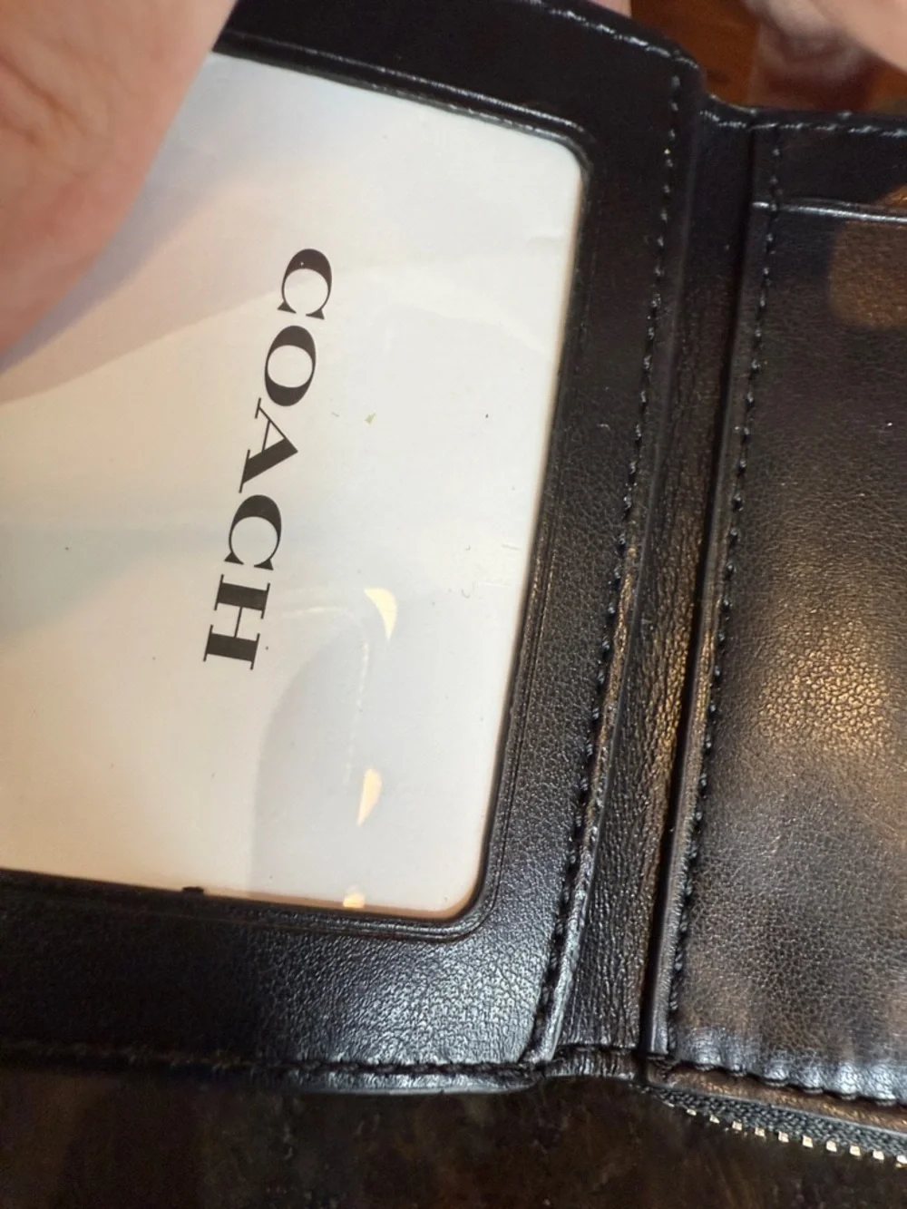 Coach Red and Black Checkered Leather Trifold Compact Wallet